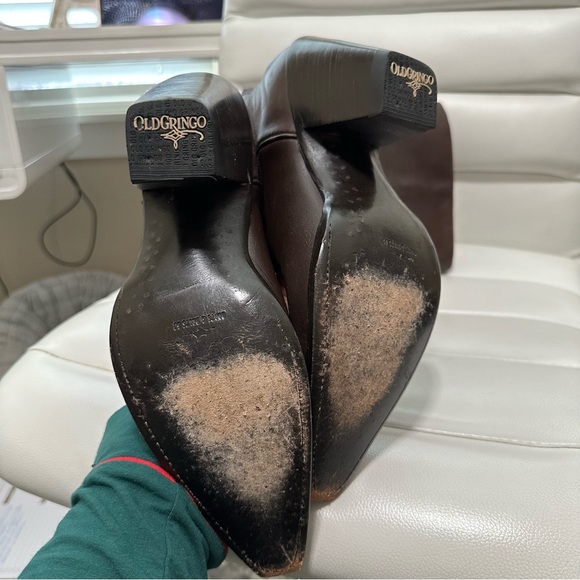 Old Gringo Knee High Snip Toe Heeled Cowgirl Boots Chocolate Brown 8 - Picture 3 of 5